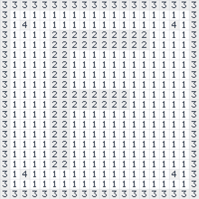 Letter F colour by number printable sheet with numbered squares